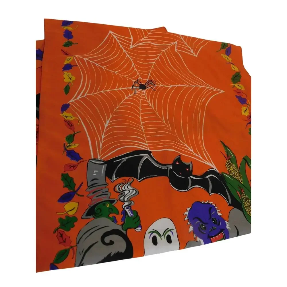 Vintage Accessory Street Halloween Scarf Pumpkin Witch Ghost Spider - Picture 9 of 10